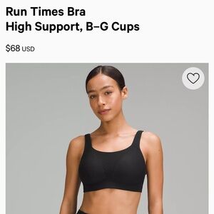 Lululemon Black Run Times Sports Bra